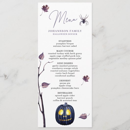 PLUM SPOOKY POMPOEN SPIN HERFST LEAF HALLOWEEN MENU (Voorkant)