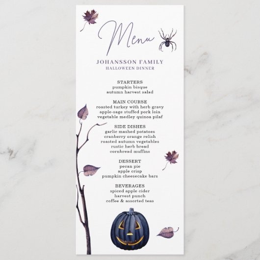 PLUM SPOOKY POMPOEN SPIN HERFST LEAF HALLOWEEN MENU (Voorkant)