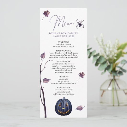 PLUM SPOOKY POMPOEN SPIN HERFST LEAF HALLOWEEN MENU (Staand voorkant)