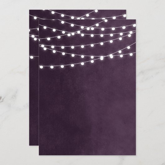 Plum String Lights Blank Uitnodiging Sjabloon (Voorkant / Achterkant)