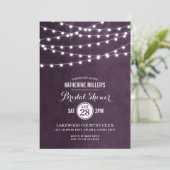 Plum String Lights Bruidsdouche uitnodiging (Staand voorkant)