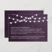 Plum String Lights Bruiloft invoegen Kaart (Voorkant / Achterkant)