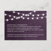 Plum String Lights Bruiloft invoegen Kaart (Voorkant)