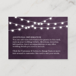 Plum String Lights Bruiloft invoegen Kaart