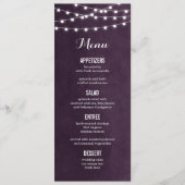 Plum String Lights Bruiloft Menu Kaart (Voorkant)
