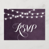Plum String Lights Bruiloft RSVP Briefkaart (Voorkant)