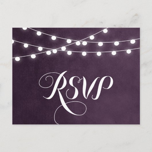 Plum String Lights Bruiloft RSVP Briefkaart (Voorkant)