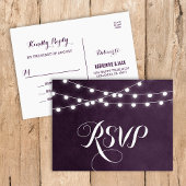 Plum String Lights Bruiloft RSVP Briefkaart