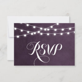 Plum String Lights Bruiloft RSVP Kaart