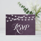 Plum String Lights Bruiloft RSVP Kaart (Staand voorkant)