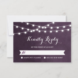Plum String Lights Bruiloft RSVP Kaart