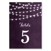 Plum String Lights Trouwtafel nummers Kaart (Voorkant)