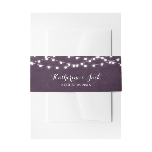 Plum String Lights Wedding Invitation Belly Band Uitnodigingen Wikkel (Voorkant Voorbeeld)
