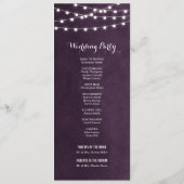 Plum String Lights Wedding Program Programmakaart (Achterkant)