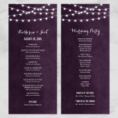 Plum String Lights Wedding Program Programmakaart