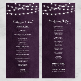 Plum String Lights Wedding Program Programmakaart