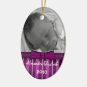 Plum Stripes Baby's Eerste kerstboomversiering Keramisch Ornament (Links)