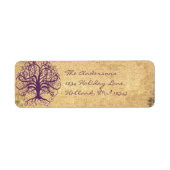 Plum Swirl Tree on Parchment Return Address Etiket (Voorkant)