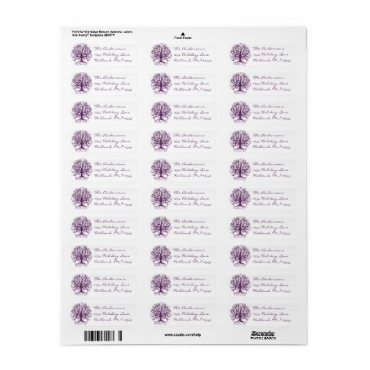 Plum Swirl Tree Return-adres Etiket (Full Sheet)