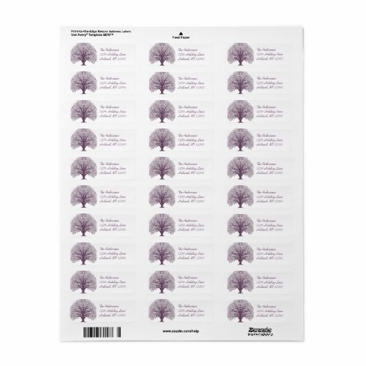 Plum Swirl Tree Return-adres Etiket (Full Sheet)