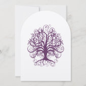 Plum Swirl Tree Roots of Love Wedding Invitate Kaart (Achterkant)