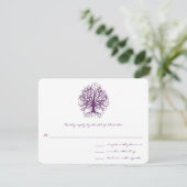 Plum Swirl Tree Wedding Response Kaart (Staand voorkant)
