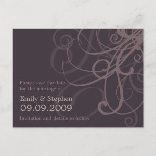 Plum Swirls · Save the Date Briefkaart