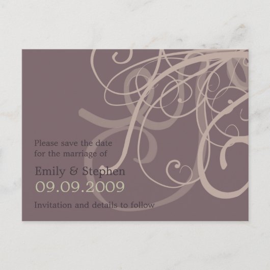 Plum Swirls · Save the Date Briefkaart (Voorkant)