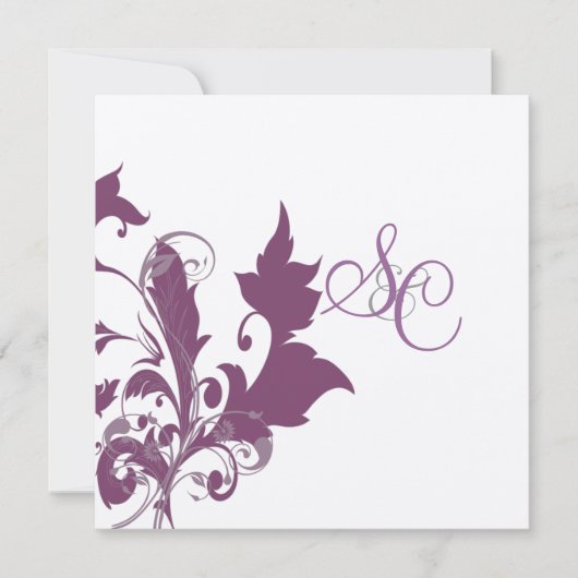 Plum swirls Wedding Invitting Kaart (Voorkant)