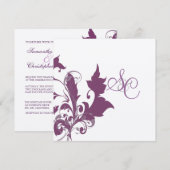 Plum swirls Wedding Invitting Kaart (Voorkant / Achterkant)