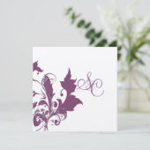 Plum swirls Wedding Invitting Kaart (Staand voorkant)