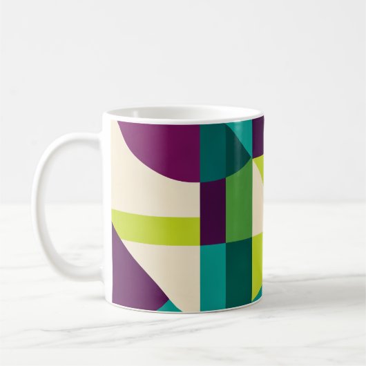 Plum Teal Geometric Abstract Koffiemok (Links)
