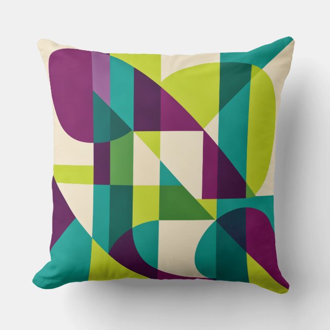 Plum Teal Geometric Abstract Kussen (Voorkant)