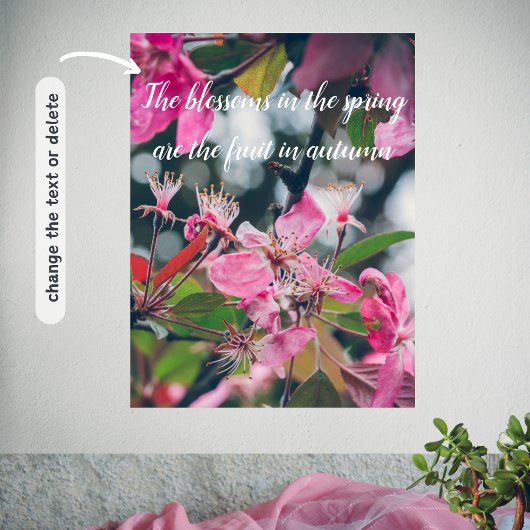 Plum Tree Branch met roze bloemen Poster
