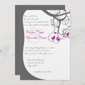 Plum Tree Swirl Plum Tortelduifjes Weddenschap Kaart (Voorkant / Achterkant)