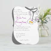 Plum Tree Swirls Tortelduifjes Weddenschap Kaart (Staand voorkant)