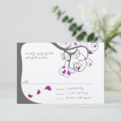 Plum Tree Swirls Tortelduifjes Weddenschap Kaart (Staand voorkant)