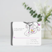 Plum Tree Swirls Tortelduifjes Weddenschap Kaart (Staand voorkant)