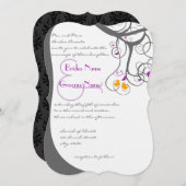 Plum Tree zwemt Tortelduifjes Damask Back 2 Weduws Kaart (Voorkant / Achterkant)