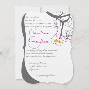 Plum Tree zwemt Tortelduifjes Damask Back 2 Weduws Kaart
