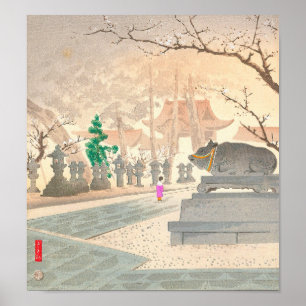 Plum Trees op Kitano Shrine Tokuriki Tomikichiro Poster