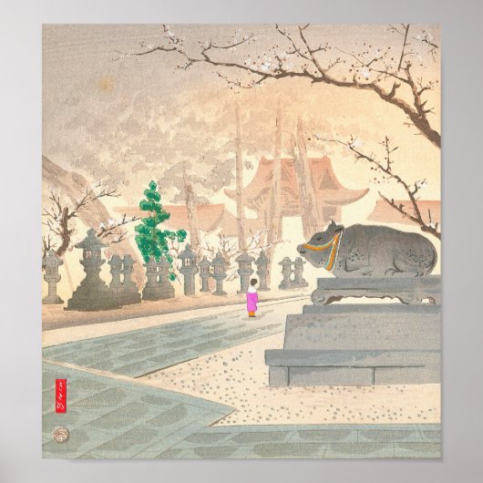 Plum Trees op Kitano Shrine Tokuriki Tomikichiro Poster (Voorkant)