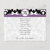 Plum Trim Black Damask Hearts Rehearsal Dinner Uitnodiging Briefkaart (Voorkant)