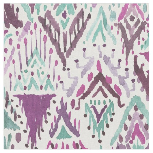 Plum Triumphant Boho Chic Tribal Ikat Stof (Close Up)