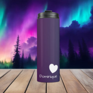 Plum Twilight Gradient Thermische Tumbler met Hart Thermosbeker