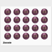 Plum Two Hearts Intertwined Monogram Wedding Ronde Sticker (Vel)