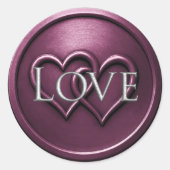 Plum Two Hearts Intertwined Wedding Ronde Sticker (Voorkant)