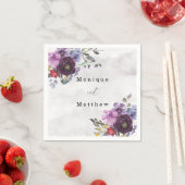 Plum Ultra Violet Botanical Rustic Peony Wedding Servet (Insitu)