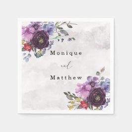 Plum Ultra Violet Botanical Rustic Peony Wedding Servet