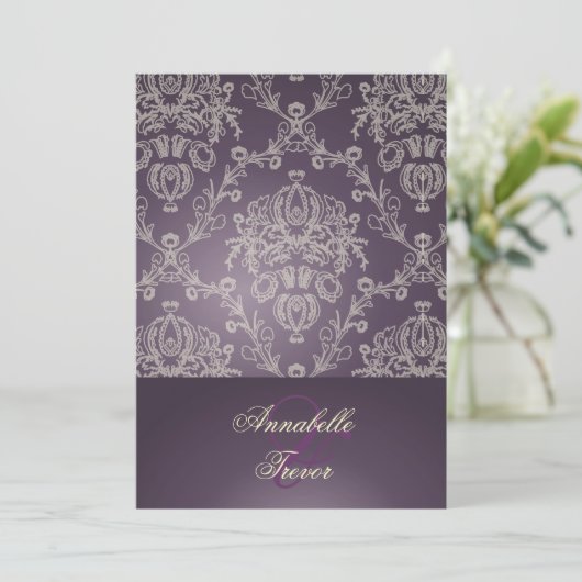 PLUM VAN PixDezines/IVORY CREAM LACE INVITATIE Kaart (Staand voorkant)